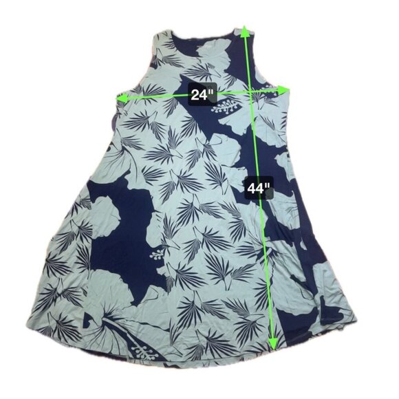 Soft Surroundings Blue Floral Tropical Sleeveless Long Shift Dress Sz 3X - Picture 6 of 7